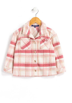 Veste rose surchemise à carreaux Fille