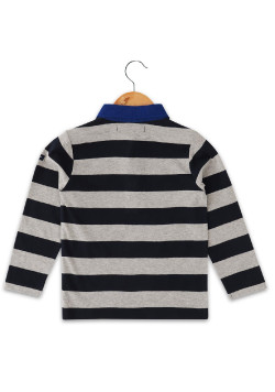 Polo manches longues gris/bleu Garçon