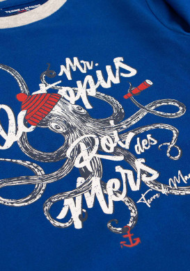T-shirt bleu manches longues imprimé Garçon T-shirt bleu manches longues imprimé Garçon