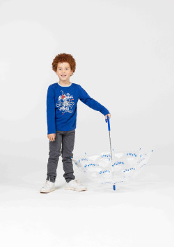T-shirt bleu manches longues imprimé Garçon