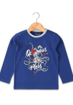 T-shirt bleu manches longues imprimé Garçon