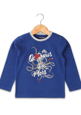T-shirt bleu manches longues imprimé Garçon T-shirt bleu manches longues imprimé Garçon