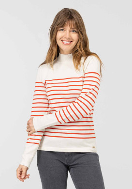 Pull marin orange femme Pull marin orange femme