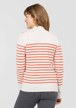 Pull marin orange femme
