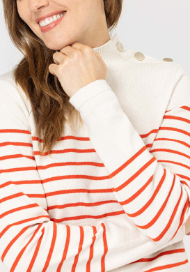 Pull marin orange femme Pull marin orange femme