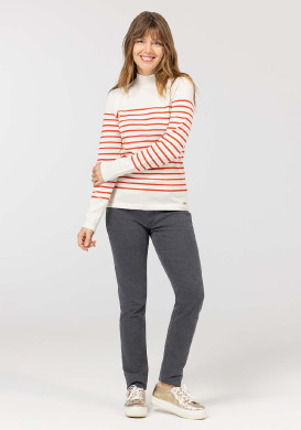 Pull marin orange femme Pull marin orange femme