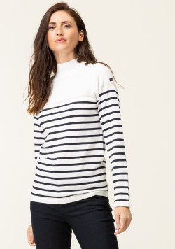 Pull marin fond grège Femme