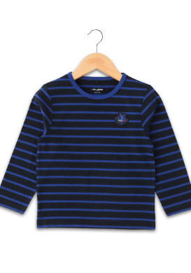 Marinière manches longues bleu marine Garçon MARINIERE ML FOND INDIGO RAYE BLEU ECOGAL