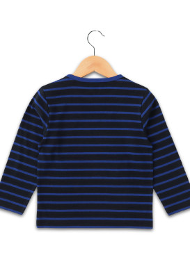 Marinière manches longues bleu marine Garçon MARINIERE ML FOND INDIGO RAYE BLEU ECOGAL