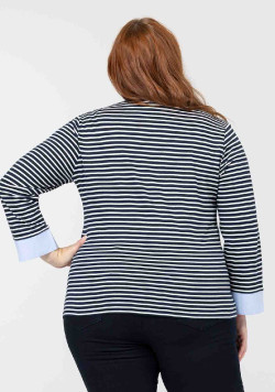 Polo rayé manches longues bleu marine Femme
