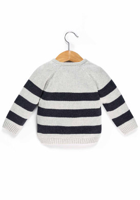 PULL FOND GRIS CHINE RAYE INDIGO KIWIL