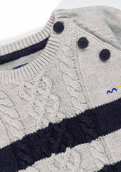 PULL FOND GRIS CHINE RAYE INDIGO KIWIL