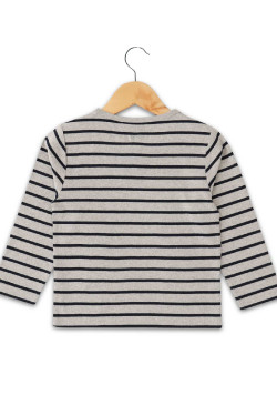 MARINIERE ML FOND GRIS CHINE RAYE INDIGO ECOGAL