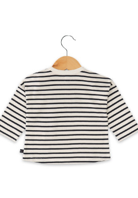 MARINIERE ML FOND BLANC CASSE RAYE INDIGO MAJIC Marinière manches longues bébé