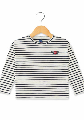 MARINIERE ML FOND BLANC CASSE RAYE INDIGO MORANA MARINIERE ML FOND BLANC CASSE RAYE INDIGO MORANA