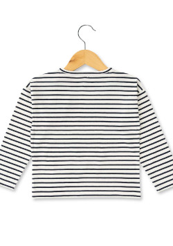 MARINIERE ML FOND BLANC CASSE RAYE INDIGO MORANA