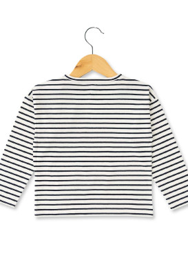 MARINIERE ML FOND BLANC CASSE RAYE INDIGO MORANA MARINIERE ML FOND BLANC CASSE RAYE INDIGO MORANA