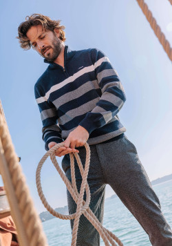 Pull camioneur bleu marine Homme