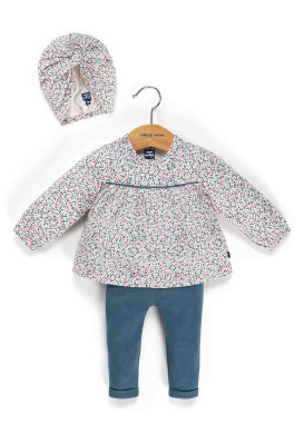 Ensemble Bébé blouse + legging + fichu