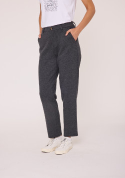 Pantalon gris Femme taille élastiquée