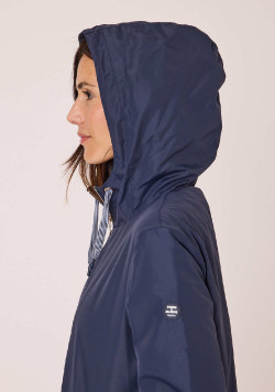 Coupe vent long bleu marine Femme