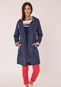 Coupe vent long bleu marine Femme