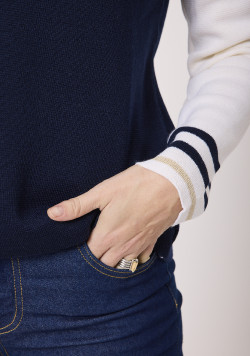 Pull en laine Made in France marine Femme Kolette