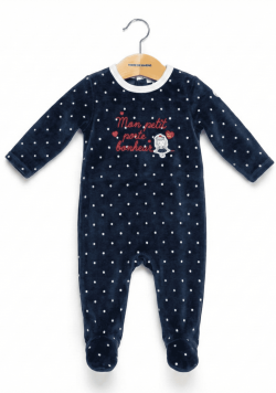 Pyjama Bébé bleu marine à pois