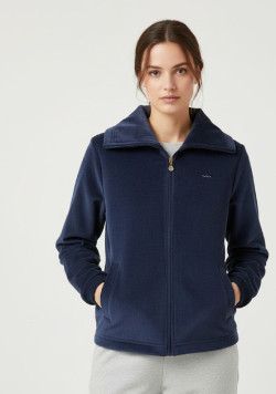 Veste zippée effet velours bleu femme