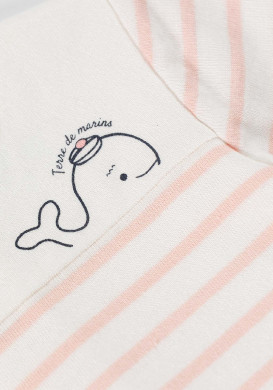 Body manches longues 100% coton Bébé rayé rose Body manches longues 100% coton Bébé rayé rose