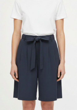 Bermuda long bleu marine en viscose Femme