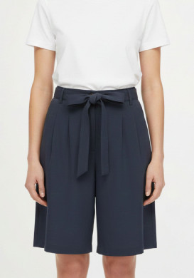 Bermuda long bleu marine en viscose Femme