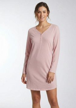 Chemise de nuit manches longues rose femme