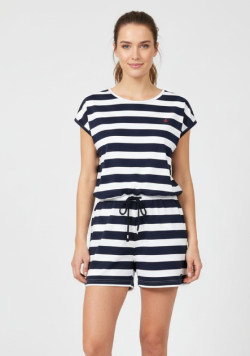 Combinaison short à manches courtes rayée Femme