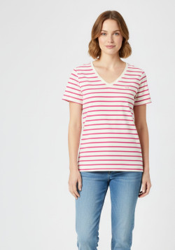 Marinière éco conçue Femme manches courtes rose/blanc