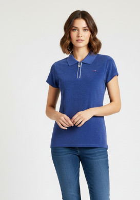 Polo éponge bleu outremer Femme Polo éponge bleu outremer Femme