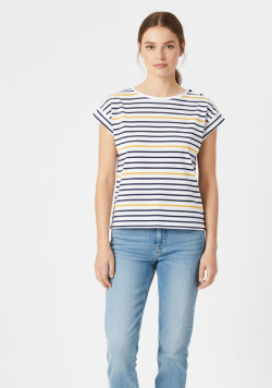 T-shirt rayé jaune multicolore Femme