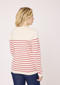 Pull marin rayé rose femme