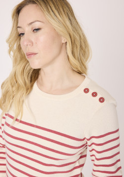 Pull marin rayé rose femme