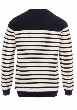 Pull marin rayé écru/marine homme