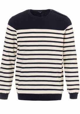 Pull marin rayé écru/marine homme Pull marin rayé écru/marine homme