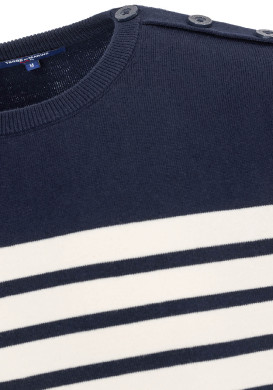 Pull marin rayé écru/marine homme Pull marin rayé écru/marine homme