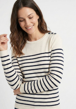 Pull marin rayé bleu marine femme