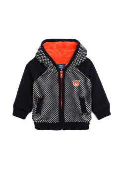 Gilet tricot doublé sherpa bleu marine Garçon