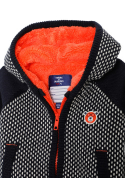 Gilet tricot doublé sherpa bleu marine Garçon