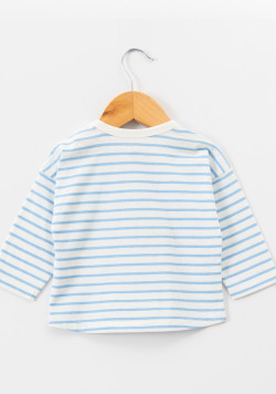 Marinière fantaisie bleu bébé 100% coton