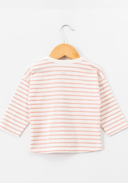 Marinière fantaisie 100% coton rayée rose bébé