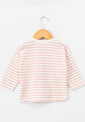 Marinière fantaisie 100% coton rayée rose bébé Marinière fantaisie 100% coton rayée rose bébé