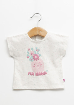 Ensemble tee-shirt et short 100% coton à motif bébé fille