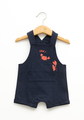 Ensemble salopette courte et tee-shirt rayé bleu bébé